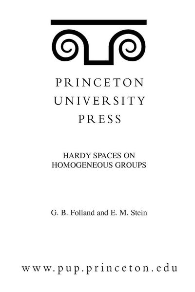Produktbild: Hardy Spaces on Homogeneous Groups
