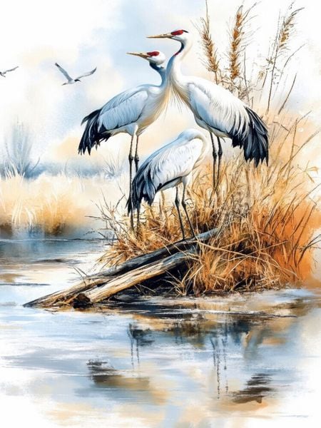 Produktbild: CALVENDO Puzzle Kraniche | 1000 Teile Lege-Gr&ouml;&szlig;e 64x48cm Foto-Puzzle f&uuml;r gl&uuml;ckliche Stunden