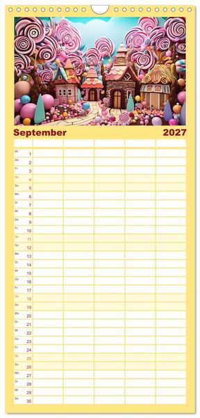 Produktbild: Familienplaner 2027 - Zuckertr&auml;ume im Candyland mit 5 Spalten (Wandkalender, 21 x 45 cm) CALVENDO