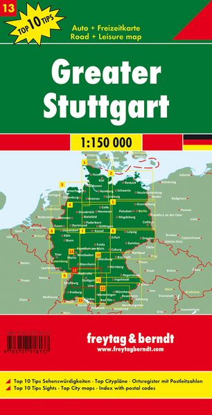 Produktbild: freytag & berndt Stra&szlig;enkarte Rund um Stuttgart 1:150.000