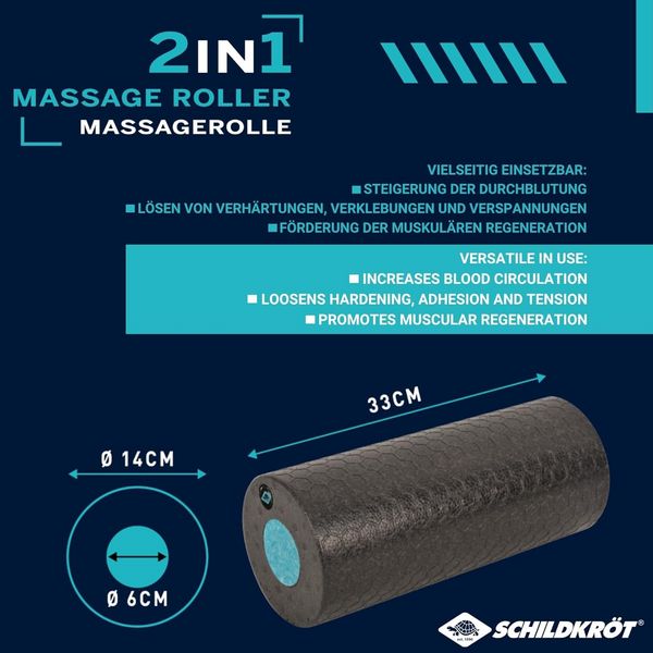 Produktbild: Schildkr&ouml;t 960237 - Massagerolle 2in1, 2-teilig, Kunststoff, Faszienrolle, Selbstmassageset