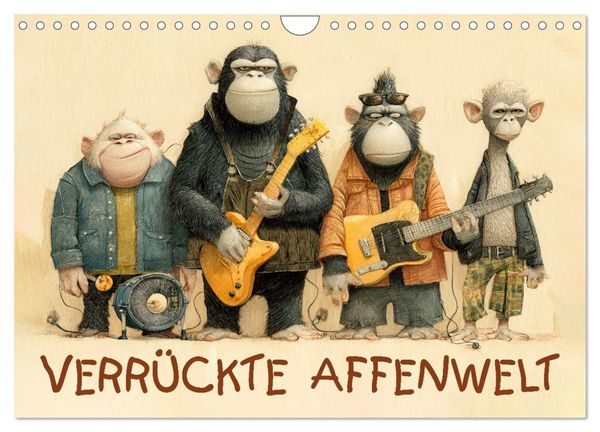 Verrückte Affenwelt (Wandkalender 2026 DIN A4 quer), CALVENDO Monatskalender