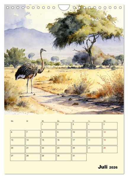 Produktbild: Sch&ouml;ne Aquarelle. Darstellungen von Afrikas Wildtieren (Wandkalender 2026 DIN A4 hoch), CALVENDO Monatskalender