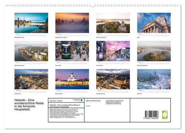 Produktbild: Helsinki - Eine wundersch&ouml;ne Reise in die finnische Hauptstadt. (Wandkalender 2026 DIN A2 quer), CALVENDO Monatskalender