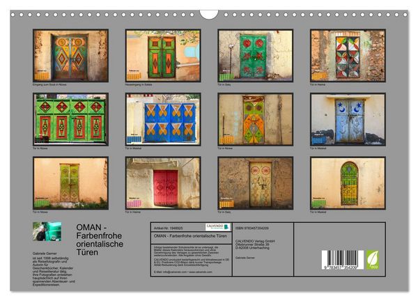 Produktbild: OMAN - Farbenfrohe orientalische T&uuml;ren (Wandkalender 2026 DIN A3 quer), CALVENDO Monatskalender