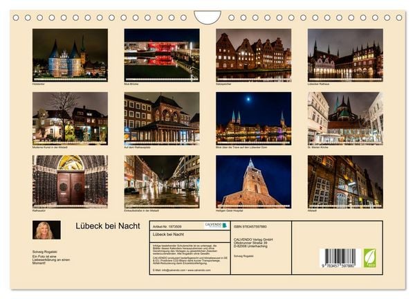 Produktbild: L&uuml;beck bei Nacht (Wandkalender 2026 DIN A4 quer), CALVENDO Monatskalender