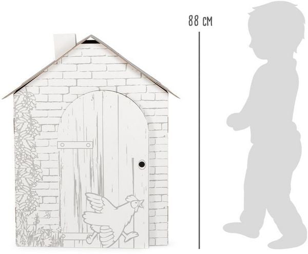 Produktbild: Small foot 10015 - Spielhaus H&auml;uschen aus Bastelkarton zum Bemalen, Pappe, H&ouml;he 88cm, creative&fun