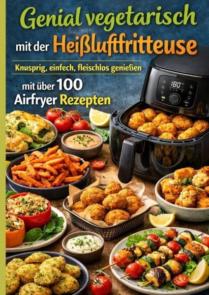 Produktbild: Genial vegetarisch mit der Hei&szlig;luftfritteuse - Knusprig, einfach, fleischlos genie&szlig;en mit &uuml;ber 100 Airfryer Rezepten