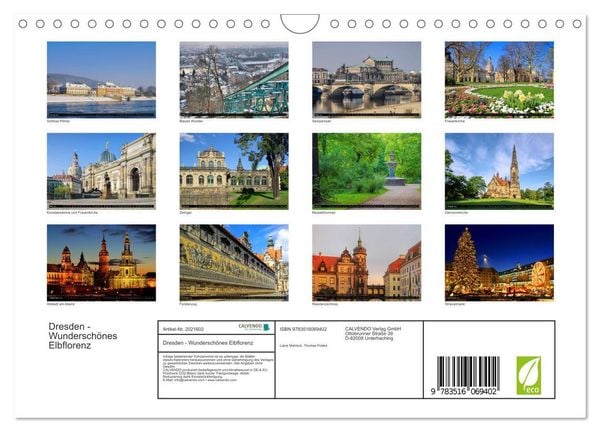Produktbild: Dresden - Wundersch&ouml;nes Elbflorenz (Wandkalender 2026 DIN A4 quer), CALVENDO Monatskalender