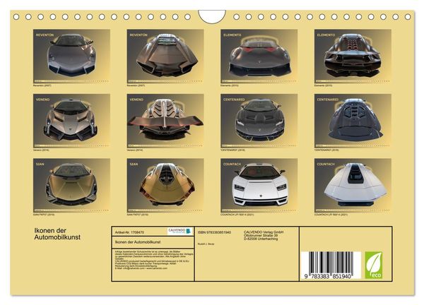 Produktbild: Ikonen der Automobilkunst (Wandkalender 2025 DIN A4 quer), CALVENDO Monatskalender