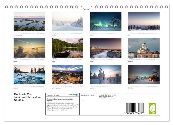 Produktbild: Finnland - Das bezaubernde Land im Norden. (Wandkalender 2026 DIN A4 quer), CALVENDO Monatskalender