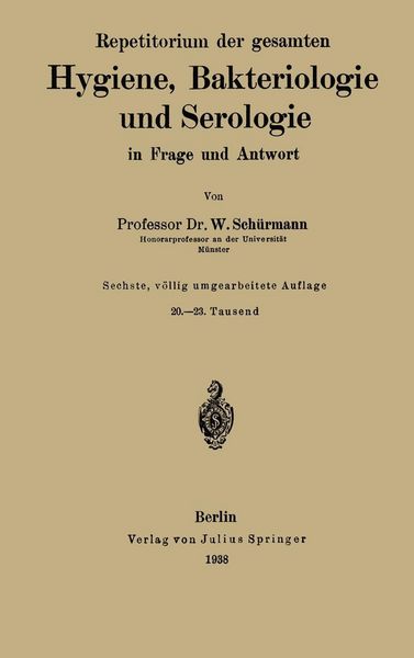 Produktbild: Repetitorium der gesamten Hygiene, Bakteriologie und Serologie in Frage und Antwort