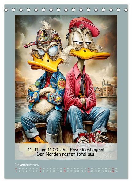 Produktbild: Echte Fieslinge. Gefiederklan im &Uuml;berlebensmodus (Tischkalender 2026 DIN A5 hoch), CALVENDO Monatskalender
