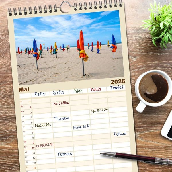 Produktbild: Familienplaner 2026 - Normandie - Frankreichs wundersch&ouml;ner Norden mit 5 Spalten (Wandkalender, 21 x 45 cm) CALVENDO