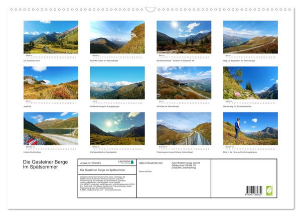 Produktbild: Die Gasteiner Berge Im Sp&auml;tsommer (Wandkalender 2026 DIN A2 quer), CALVENDO Monatskalender