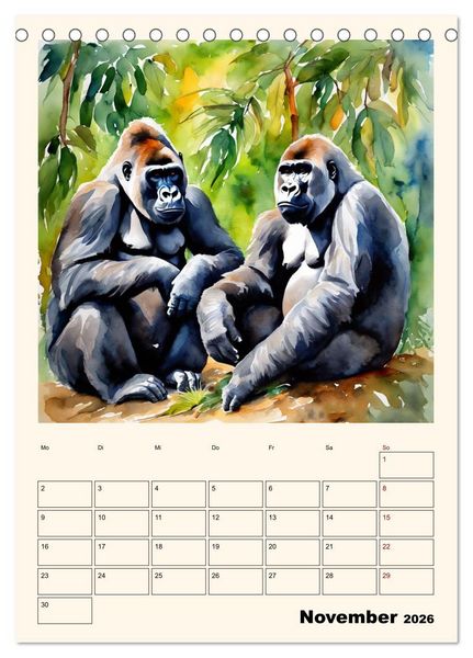 Produktbild: Schimpansen & Gorillas (Tischkalender 2026 DIN A5 hoch), CALVENDO Monatskalender