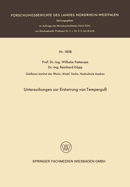 Produktbild: Untersuchungen zur Erstarrung von Tempergu&szlig;