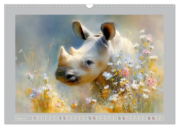Produktbild: Nash&ouml;rner. M&auml;chtige Rhinos in der Grassavanne (Wandkalender 2027 DIN A3 quer), CALVENDO Monatskalender