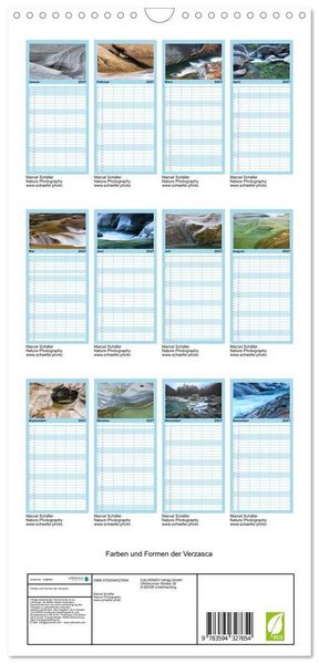 Produktbild: Familienplaner 2027 - Farben und Formen der Verzasca mit 5 Spalten (Wandkalender, 21 x 45 cm) CALVENDO