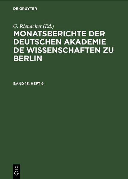Produktbild: Monatsberichte der Deutschen Akademie de Wissenschaften zu Berlin