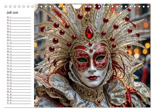 Produktbild: M&auml;rchenhafte Maskerade KI - Karnevalserlebnis in Venedig (Wandkalender 2026 DIN A4 quer), CALVENDO Monatskalender
