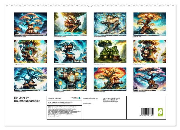 Produktbild: Ein Jahr im Baumhausparadies (hochwertiger Premium Wandkalender 2026 DIN A2 quer), Kunstdruck in Hochglanz