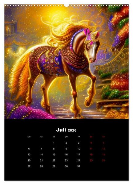 Produktbild: Pferde im goldenen Kleid (Wandkalender 2026 DIN A2 hoch), CALVENDO Monatskalender