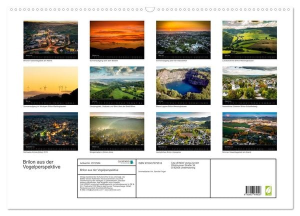 Produktbild: Brilon aus der Vogelperspektive (Wandkalender 2026 DIN A2 quer), CALVENDO Monatskalender