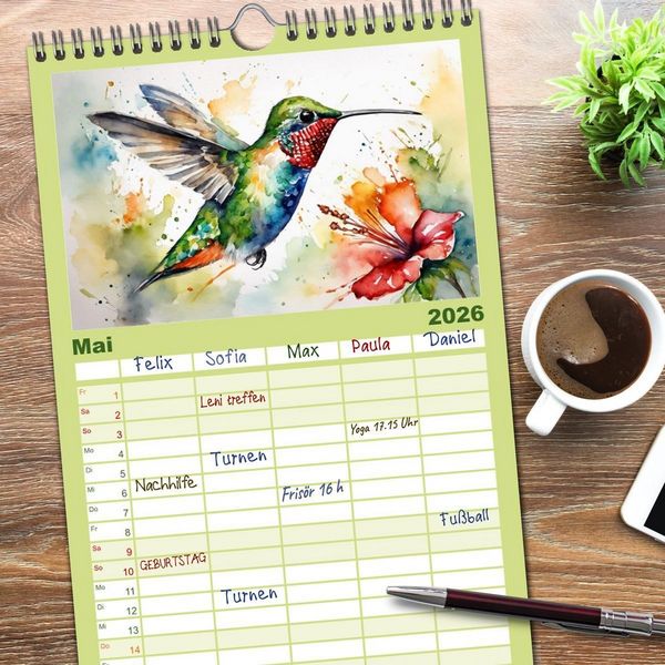 Produktbild: Familienplaner 2026 - Schillernde Edelsteine mit 5 Spalten (Wandkalender, 21 x 45 cm) CALVENDO
