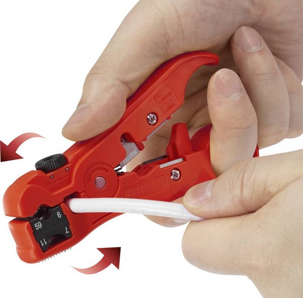 Produktbild: TOOLCRAFT TO-6609318 HSK-4132 Abisolierzange Geeignet f&uuml;r Koaxialkabel, Rundkabel