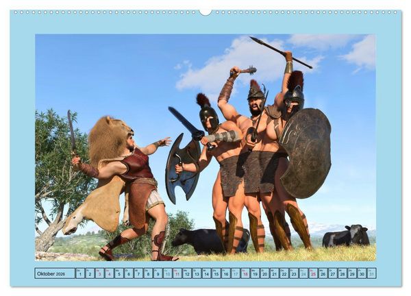 Produktbild: Die zw&ouml;lf Aufgaben des Herkules (hochwertiger Premium Wandkalender 2026 DIN A2 quer), Kunstdruck in Hochglanz