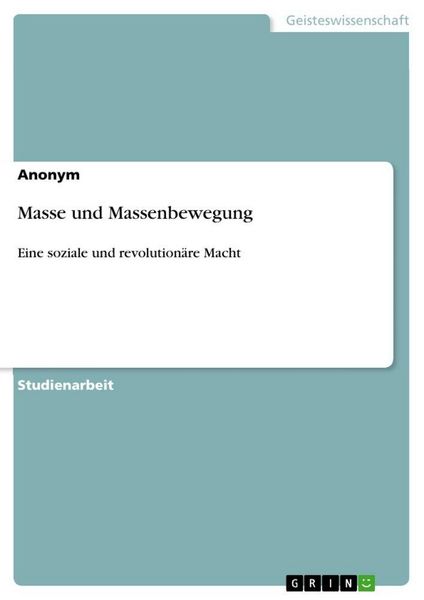 Produktbild: Masse und Massenbewegung