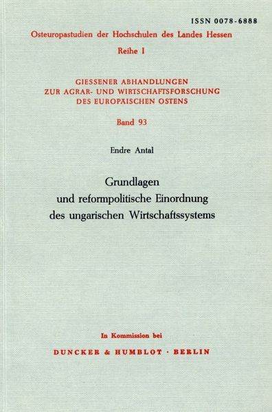 Produktbild: Grundlagen und reformpolitische Einordnung des ungarischen Wirtschaftssystems.