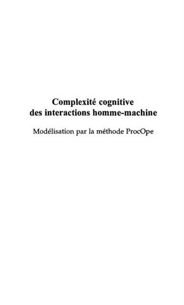 Produktbild: Complexite cognitive des interactions ho