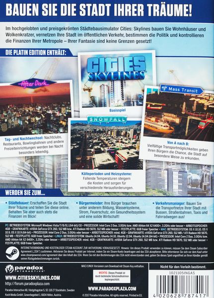 Cities: Skylines Platin Edition (PC+Mac+Linux)