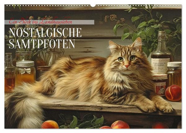 Nostalgische Samtpfoten (Wandkalender 2026 DIN A2 quer), CALVENDO Monatskalender