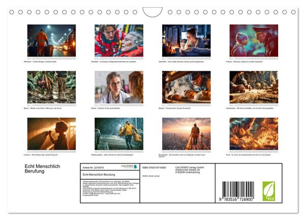 Produktbild: Echt Menschlich Berufung (Wandkalender 2026 DIN A4 quer), CALVENDO Monatskalender