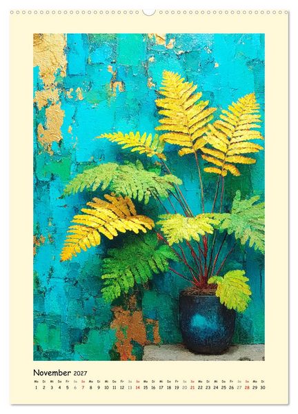 Produktbild: Pflanzenkunst. Mediterrane Farbakzente und florale Moderne (hochwertiger Premium Wandkalender 2027 DIN A2 hoch), Kunstdruck in Hochglanz