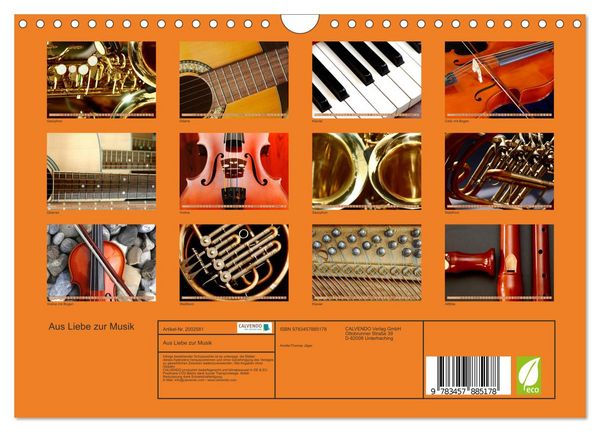 Produktbild: Aus Liebe zur Musik (Wandkalender 2026 DIN A4 quer), CALVENDO Monatskalender
