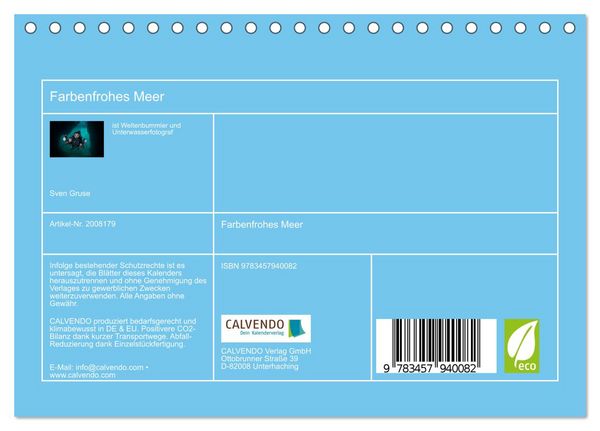 Produktbild: Farbenfrohes Meer (Tischkalender 2026 DIN A5 quer), CALVENDO Monatskalender