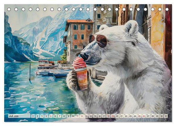 Produktbild: Eisb&auml;r Eik auf Europareise (Tischkalender 2026 DIN A5 quer), CALVENDO Monatskalender