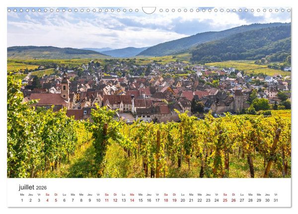 Produktbild: Route des Vins d'Alsace, villages pittoresques et paysages idylliques (Calendrier mural 2026 DIN A3 vertical), CALVENDO calendrier mensuel