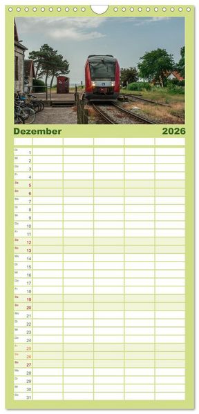Produktbild: Familienplaner 2026 - D&auml;nische Eisenbahnen mit 5 Spalten (Wandkalender, 21 x 45 cm) CALVENDO