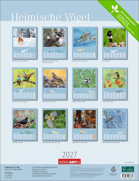 Produktbild: Heimische V&ouml;gel Kalender 2027