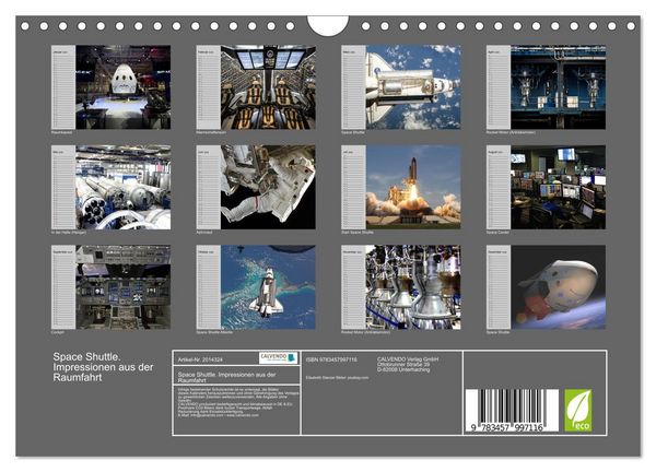 Produktbild: Space Shuttle. Impressionen aus der Raumfahrt (Wandkalender 2026 DIN A4 quer), CALVENDO Monatskalender