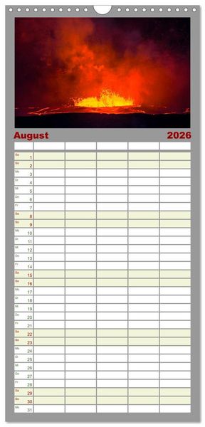 Produktbild: Familienplaner 2026 - Vulkane - Beeindruckende Feuerberge mit 5 Spalten (Wandkalender, 21 x 45 cm) CALVENDO