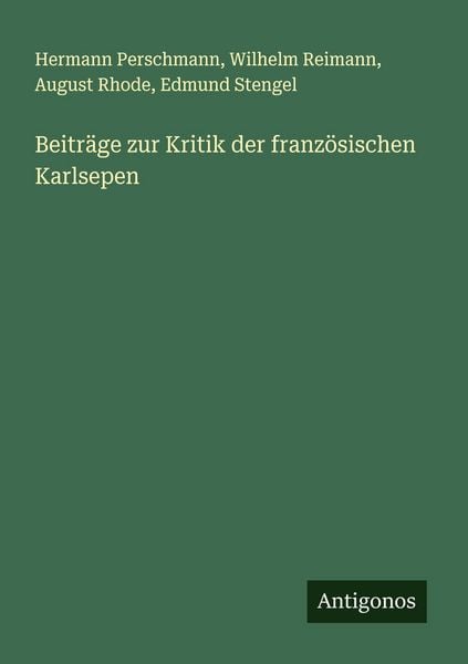Produktbild: Beitr&auml;ge zur Kritik der franz&ouml;sischen Karlsepen
