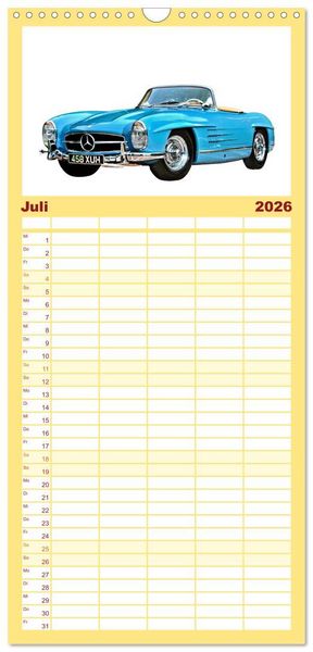 Produktbild: Familienplaner 2026 - Mein Autokalender mit 5 Spalten (Wandkalender, 21 x 45 cm) CALVENDO