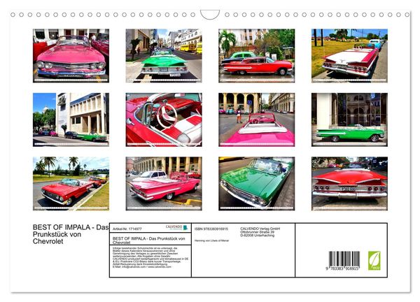 Produktbild: BEST OF IMPALA - Das Prunkst&uuml;ck von Chevrolet (Wandkalender 2025 DIN A3 quer), CALVENDO Monatskalender