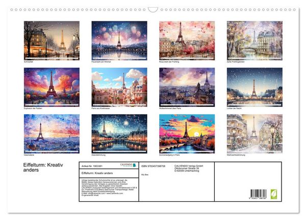Produktbild: Eiffelturm: Kreativ anders (Wandkalender 2026 DIN A2 quer), CALVENDO Monatskalender